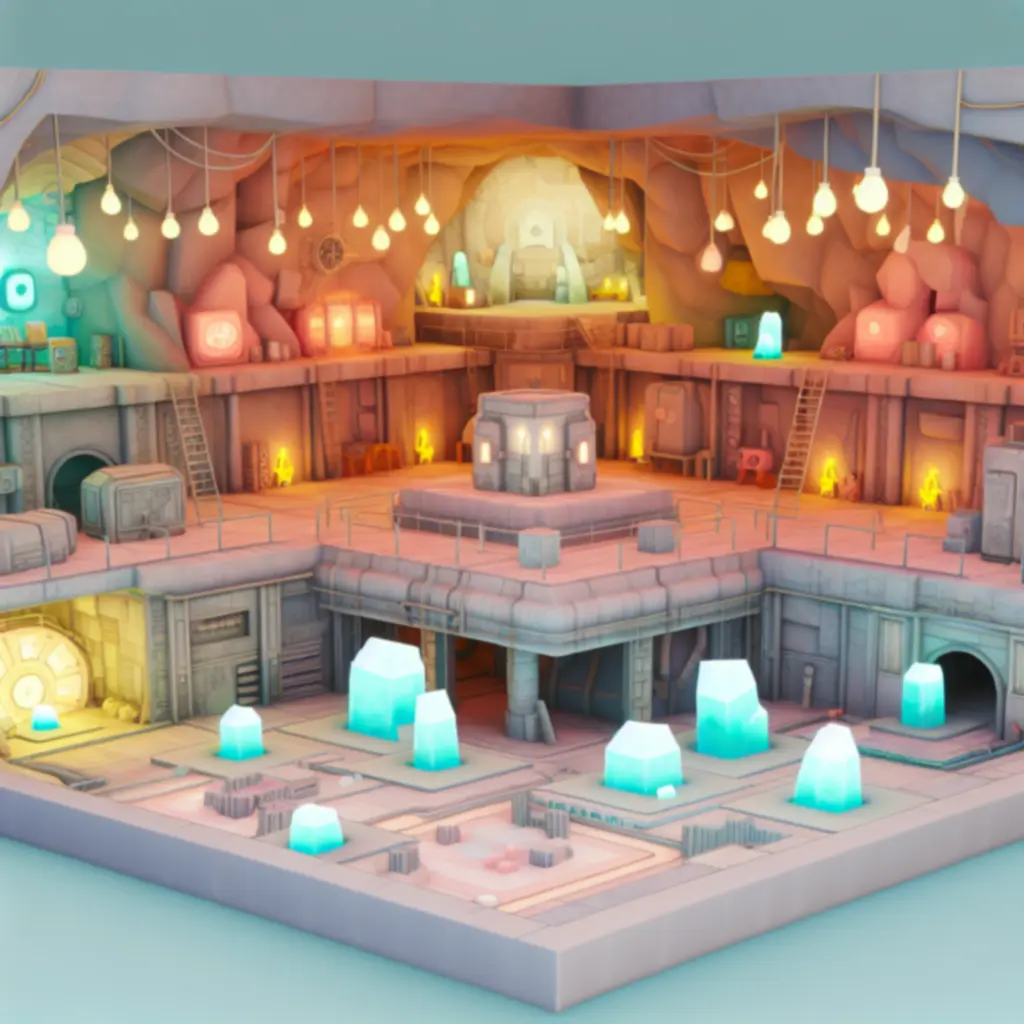 Wnętrze opuszczonych ruin z widocznymi rudami i strukturami do eksploracji