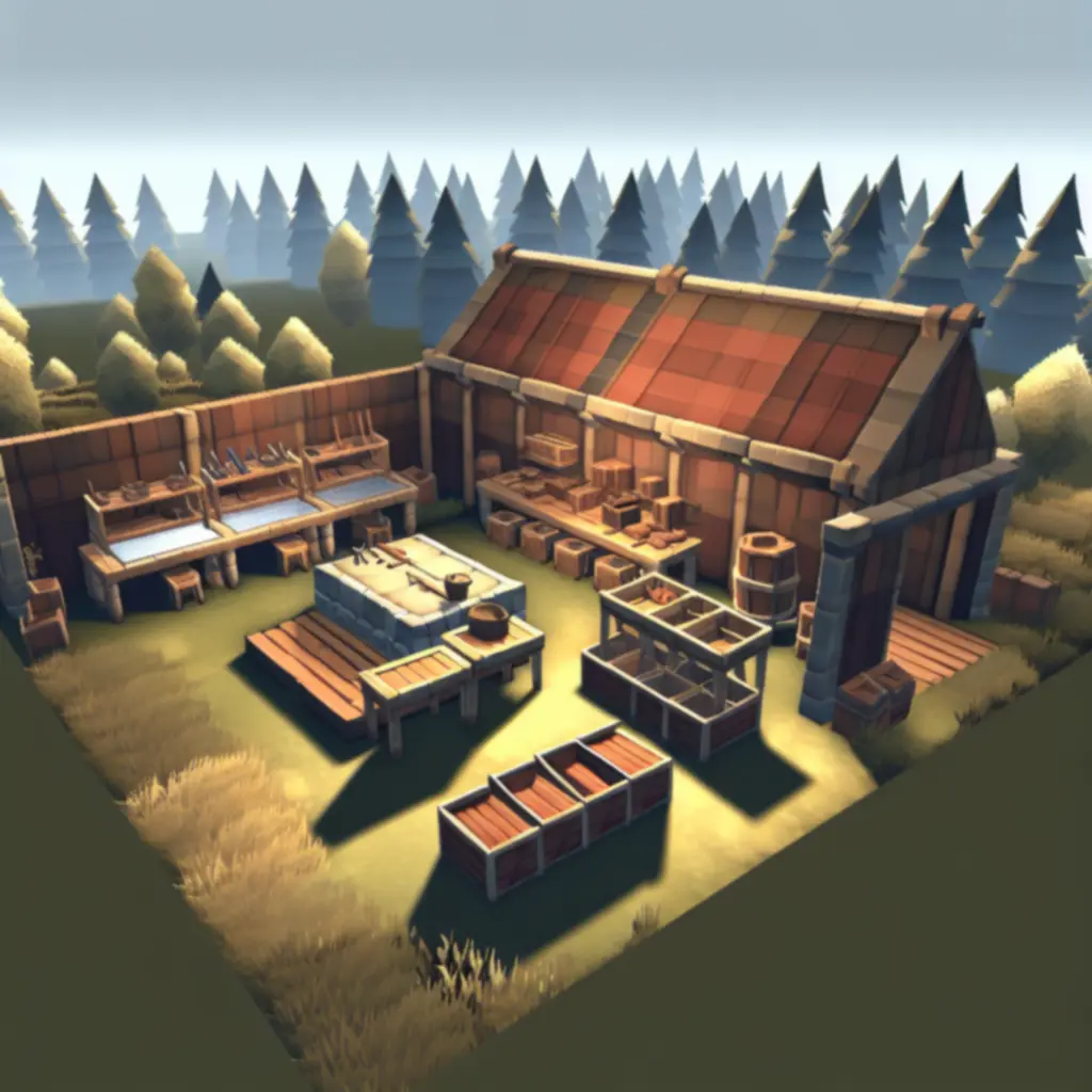 Pierwszy warsztat w Portii z podstawowymi narzędziami i stołem rzemieślniczym